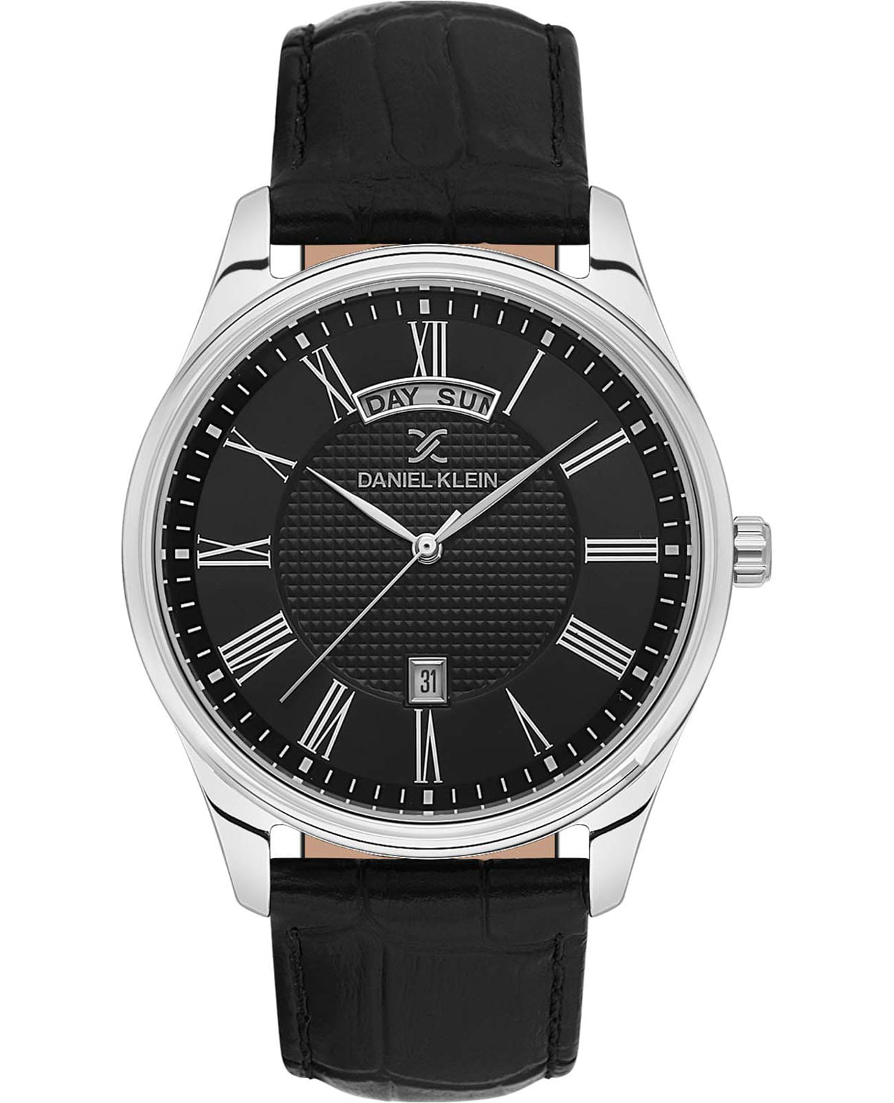 Daniel Klein Daniel Klein Premium DK.1.13738-2  DK.1.13738-2 кварцевые мужские часы черный циферблат, браслет кожаный — вид спереди