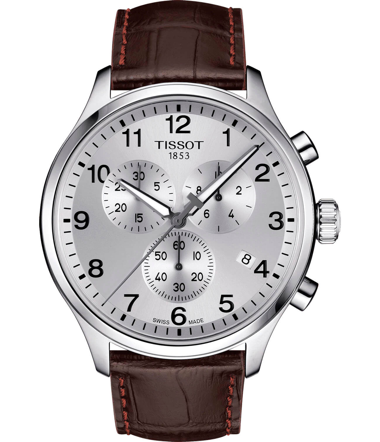 Tissot Tissot Chrono XL Classic T116.617.16.037.00 Chrono XL T1166171603700 кварцевые мужские часы серебристый циферблат, браслет кожаный — вид спереди