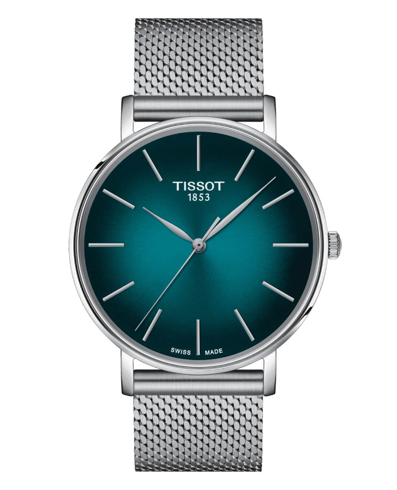 Tissot Tissot Everytime Gent T143.410.11.091.00 Everytime T1434101109100 кварцевые мужские часы бирюзовый циферблат, браслет нержавеющая сталь — вид спереди