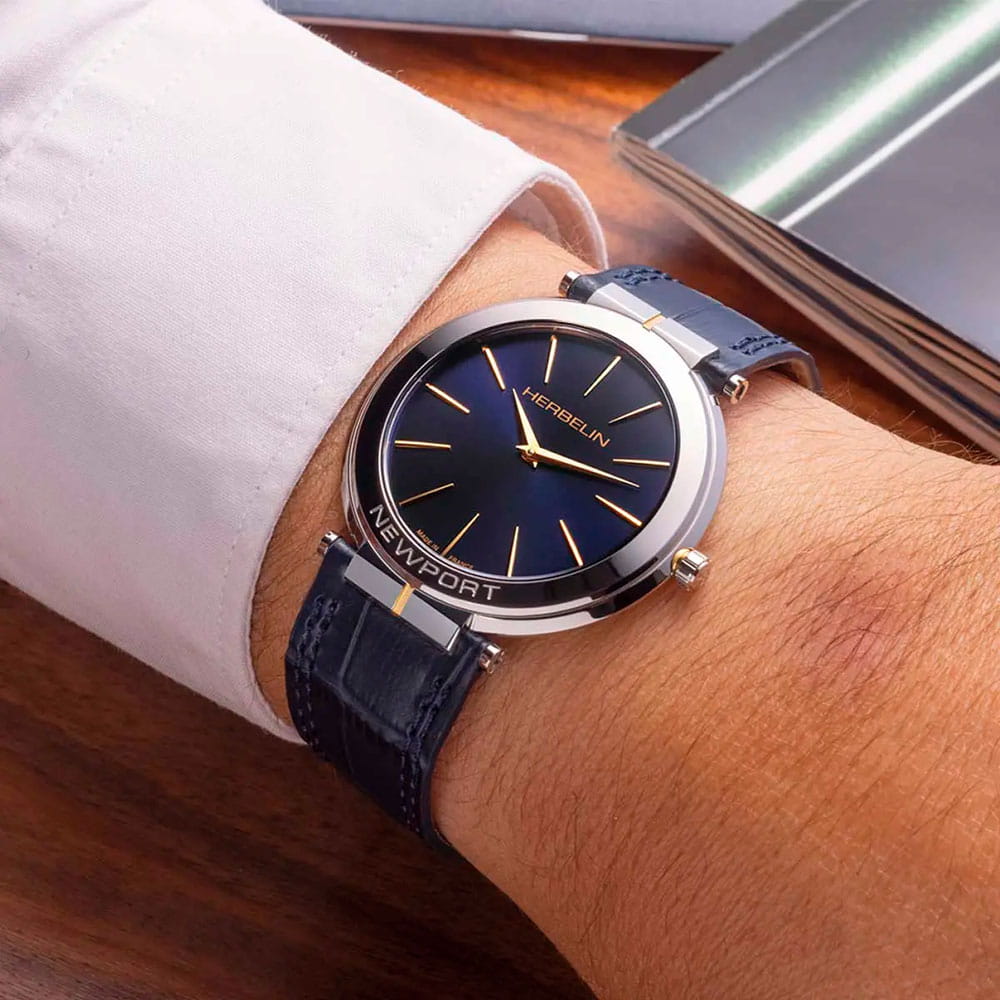 Оригинальные часы Herbelin Herbelin Newport Slim 19522T15BL кварцевые калибр механизма ronda 704 общий вид