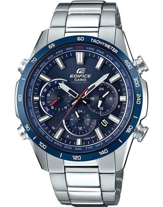 Casio Casio Edifice EQW-T650DB-2A EQW EQW-T650DB-2A  мужские часы синий циферблат, браслет  — вид спереди