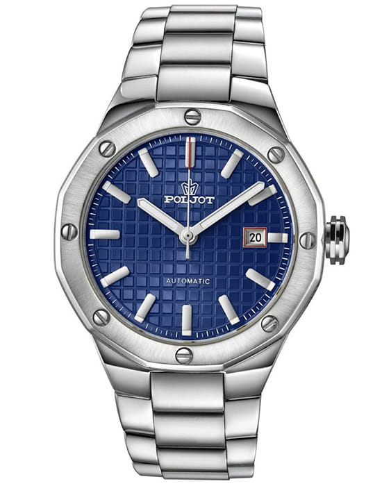 Полет Полет Урал 8215.361243Б  8215.361243Б механические мужские часы синий циферблат, браслет нержавеющая сталь — вид спереди