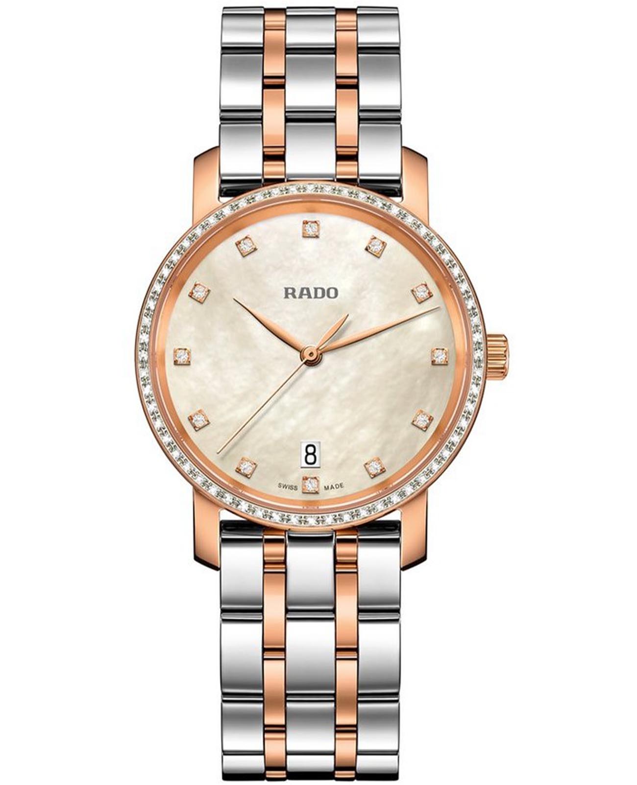 Rado Rado Diamaster R14096904  R14096904 кварцевые женские часы перламутровый циферблат, браслет нержавеющая сталь с pvd-покрытием — вид спереди