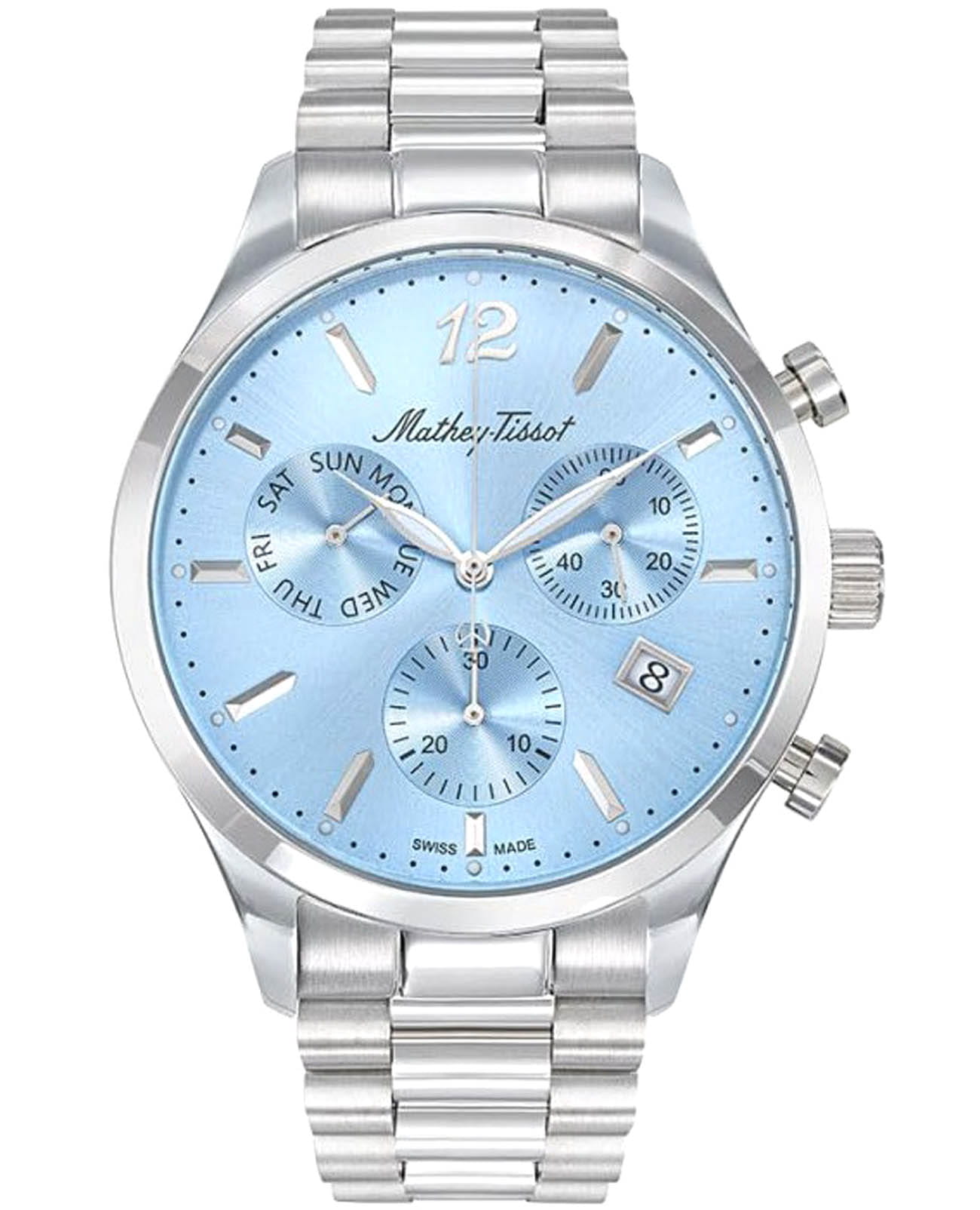 Mathey-Tissot Mathey-Tissot Urban H411CHASKY  H411CHASKY кварцевые мужские часы голубой циферблат, браслет нержавеющая сталь — вид спереди