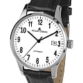 Jacques Lemans Jacques Lemans Classic 1-2073C  1-2073C механические мужские часы белый циферблат, браслет кожаный — вид спереди