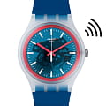 Swatch Swatch New Gent Swatch Pay! SVIW109-5300  SVIW109-5300 кварцевые мужские часы синий циферблат, браслет силикон — вид спереди