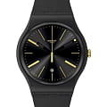 Swatch Swatch New Gent Biosourced SO29B403  SO29B403 кварцевые мужские часы  черный циферблат, браслет биоматериал — вид спереди