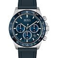  Hugo Boss HB 1513873  HB1513873 кварцевые мужские часы синий циферблат, браслет силикон — вид спереди