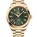 Omega Omega Seamaster Aqua Terra 220.50.41.21.10.001 Aqua Terra 22050412110001 механические мужские часы  зеленый циферблат, браслет 18-каратное желтое золото — вид спереди