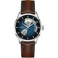 Hamilton Hamilton Jazzmaster Open Heart Auto H32675540  H32675540 механические мужские часы синий циферблат, браслет кожаный — вид спереди