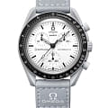Swatch Swatch x Omega Bioceramic Moonswatch 1965 SO33M106  SO33M106 кварцевые мужские часы белый циферблат, браслет нейлон — вид спереди