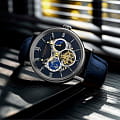 Stuhrling Stuhrling Majestic 1015.02 механические мужские часы часы, крупный план синий циферблат
