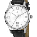 Jacques Lemans Jacques Lemans 1-1845S  1-1845S автокварц (кинетик) мужские часы  белый циферблат, браслет кожаный — вид спереди