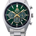 Orient Orient Chronograph WV0031TX  WV0031TX кварцевые мужские часы зеленый циферблат, браслет нержавеющая сталь — вид спереди