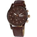 Jacques Lemans Jacques Lemans 1-1844G  1-1844G кварцевые мужские часы коричневый циферблат, браслет кожа + текстиль — вид спереди