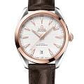 Omega Omega Seamaster Aqua Terra 220.23.41.21.02.001 Aqua Terra 22023412102001 механические мужские часы белый циферблат, браслет кожаный — вид спереди