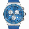 Swatch Swatch I New Chrono YVS485  YVS485 кварцевые женские часы голубой циферблат, браслет резина — вид спереди