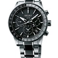 Seiko Seiko Astron GPS Solar SSH011J1  SSH011J1 кварцевые мужские часы  черный циферблат, браслет титановый c pvd покрытием — вид спереди