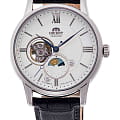 Orient Orient Sun & Moon RA-AS0011S  RA-AS0011S механические мужские часы антрацитовый циферблат, браслет кожаный — вид спереди