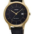 Orient Orient RF-QD0002B1  RF-QD0002B10 кварцевые мужские часы черный циферблат, браслет кожаный — вид спереди