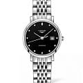 Longines Longines Elegant Collection L4.310.4.57.6  L43104576 механические женские часы черный циферблат, браслет нержавеющая сталь — вид спереди