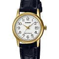 Casio Casio Collection LTP-V002GL-7B2  LTP-V002GL-7B2 кварцевые женские часы белый циферблат, браслет кожаный — вид спереди