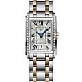 Longines Longines DolceVita L5.258.5.79.7  L52585797 кварцевые женские часы серебристый циферблат, браслет нержавеющая сталь и 18 каратное розовое золото — вид спереди