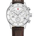 Swiss Military by Chrono Swiss Military by Chrono SM30052.04  SM30052.04 кварцевые мужские часы белый циферблат, браслет кожа + текстиль — вид спереди