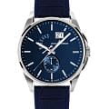 Jacques Lemans Jacques Lemans Derby 1-2199C  1-2199C кварцевые мужские часы синий циферблат, браслет кожаный — вид спереди