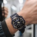 Casio Casio AQ-S810W-8A кварцевые мужские часы часы крупный план черный циферблата
