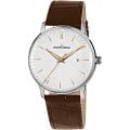 Jacques Lemans Jacques Lemans N-213R  N-213R кварцевые мужские часы белый циферблат, браслет кожаный — вид спереди
