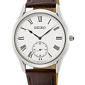 Seiko Seiko Conceptual Series Dress SRK049P1  SRK049P1 кварцевые мужские часы белый циферблат, браслет кожаный — вид спереди