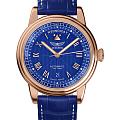 Aviator Aviator Douglas Day-Date V.3.35.2.277.4  V.3.35.2.277.4 механические мужские часы синий циферблат, браслет кожаный — вид спереди
