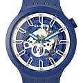 Swatch Swatch Big Bold Lacquered SB01N102  SB01N102 кварцевые мужские часы синий циферблат, браслет силикон — вид спереди