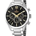 Festina Festina Timeless Chrono F20343/4  F20343/4 кварцевые мужские часы черный циферблат, браслет нержавеющая сталь — вид спереди