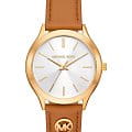 Michael Kors Michael Kors Runway MK7465  MK7465 кварцевые женские часы серебристый циферблат, браслет кожаный — вид спереди