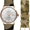 George Kini George Kini GK.11.R.9R.4.3.0  GK.11.R.9R.4.3.0 кварцевые мужские часы серебристый циферблат, браслет кожа + текстиль — вид спереди