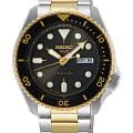 Seiko Seiko 5 Sports SRPK22  SRPK22 механические мужские часы черный циферблат, браслет нержавеющая сталь с pvd-покрытием — вид спереди