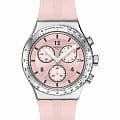 Swatch Swatch I New Chrono YVS532  YVS532 кварцевые мужские часы розовый циферблат, браслет резина — вид спереди