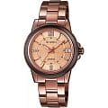 Casio Casio Sheen SHE-4512BR-9A  SHE-4512BR-9A кварцевые женские часы коричневый циферблат, браслет 18-каратное желтое золото — вид спереди