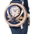 Earnshaw Earnshaw ES-8059-05  ES-8059-05 механические мужские часы  синий циферблат, браслет кожаный — вид спереди