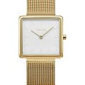 Obaku Obaku Kvadrat Gold V231LXGIMG  V231LXGIMG кварцевые женские часы коричневый циферблат, браслет сталь с ip покрытием — вид спереди