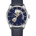 Hamilton Hamilton Jazzmaster Open Heart Auto H32705640  H32705640 механические мужские часы синий циферблат, браслет кожаный — вид спереди
