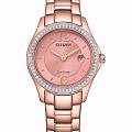 Citizen Citizen Eco-Drive FE1252-82X  FE1252-82X кварцевые женские часы розовый циферблат, браслет нержавеющая сталь с ip-покрытием — вид спереди