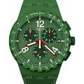 Swatch Swatch Chrono 42 Standard SUSG407  SUSG407 кварцевые мужские часы зеленый циферблат, браслет силикон — вид спереди