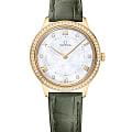 Omega Omega De Ville Prestige 434.58.30.60.55.002 Prestige 43458306055002 кварцевые женские часы перламутровый циферблат, браслет кожаный — вид спереди