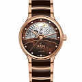 Rado Rado Centrix Automatic Diamonds Open Heart R30029902 Automatic R30029902 механические женские часы коричневый циферблат, браслет высокотехнологичная керамика + нержавеющая сталь с pvd покрытием — вид спереди