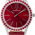 Jacques Lemans Jacques Lemans Classic 1-1841T  1-1841T кварцевые женские часы красный циферблат, браслет кожаный — вид спереди
