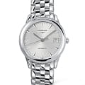 Longines Longines Flagship L4.774.4.72.6  L47744726 механические мужские часы  серебристый циферблат, браслет нержавеющая сталь — вид спереди
