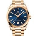 Omega Omega Seamaster Aqua Terra 220.50.38.20.03.001 Aqua Terra 22050382003001 механические женские часы синий циферблат, браслет 18-каратное желтое золото — вид спереди
